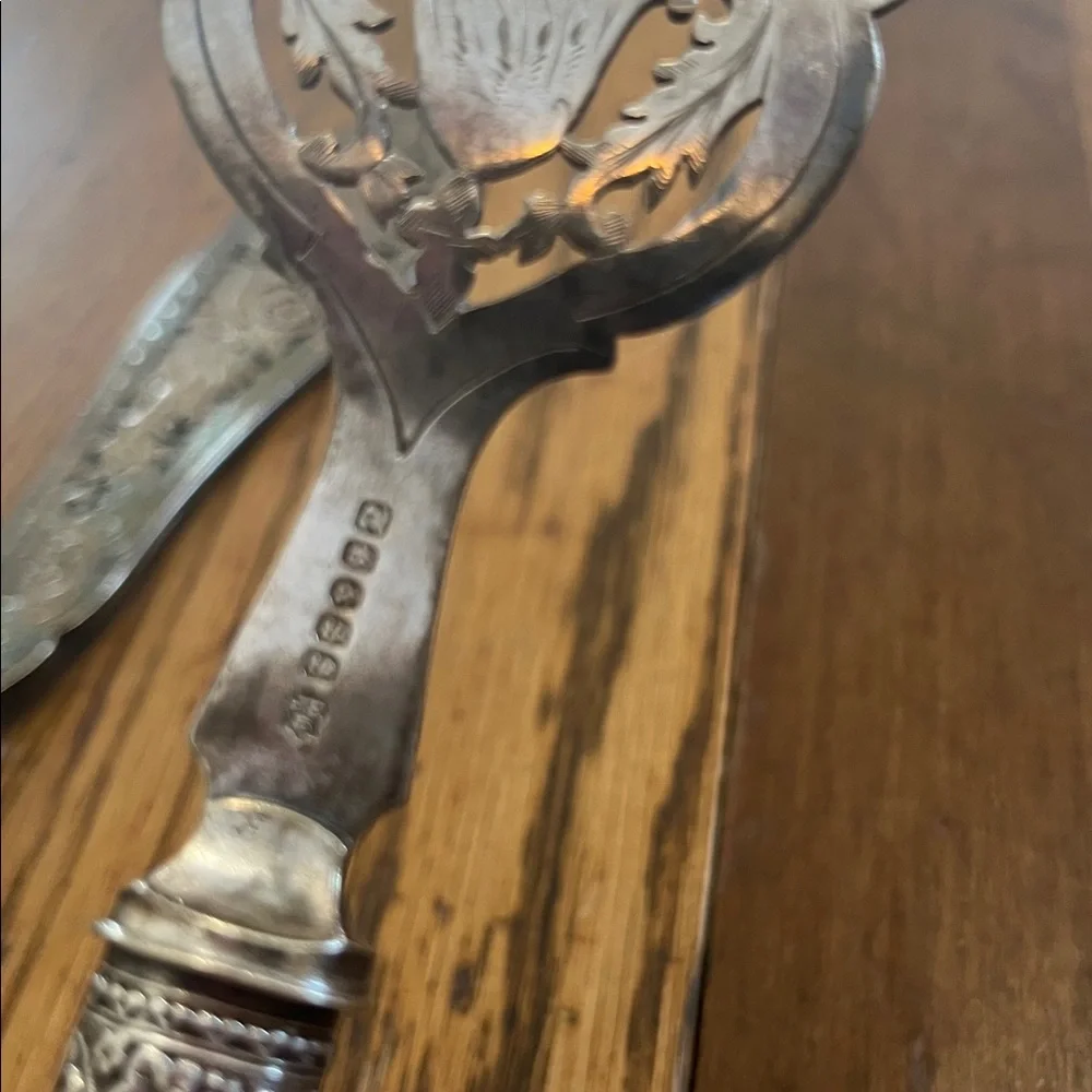 Vintage Silver and Yellow Handle Serving Set